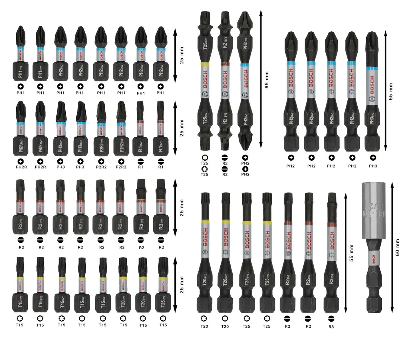 Conjunto de pontas PRO Impact Screwdriver (48 unids) BOSCH  3