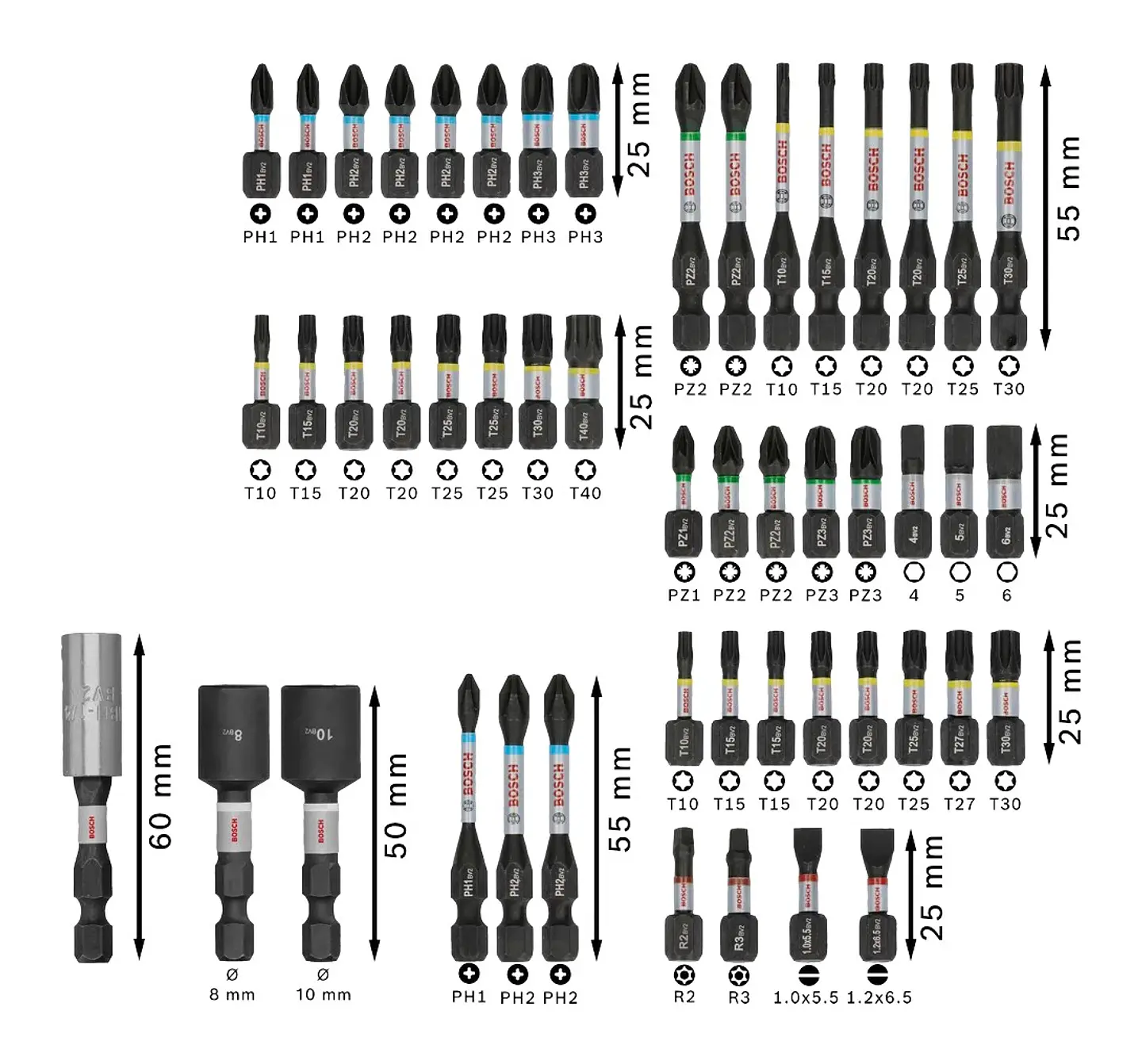 Conjunto de pontas PRO Impact Screwdriver (50 unids) BOSCH  3