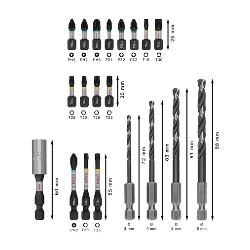 PRO Impact Metal Set (20 unids) BOSCH  3