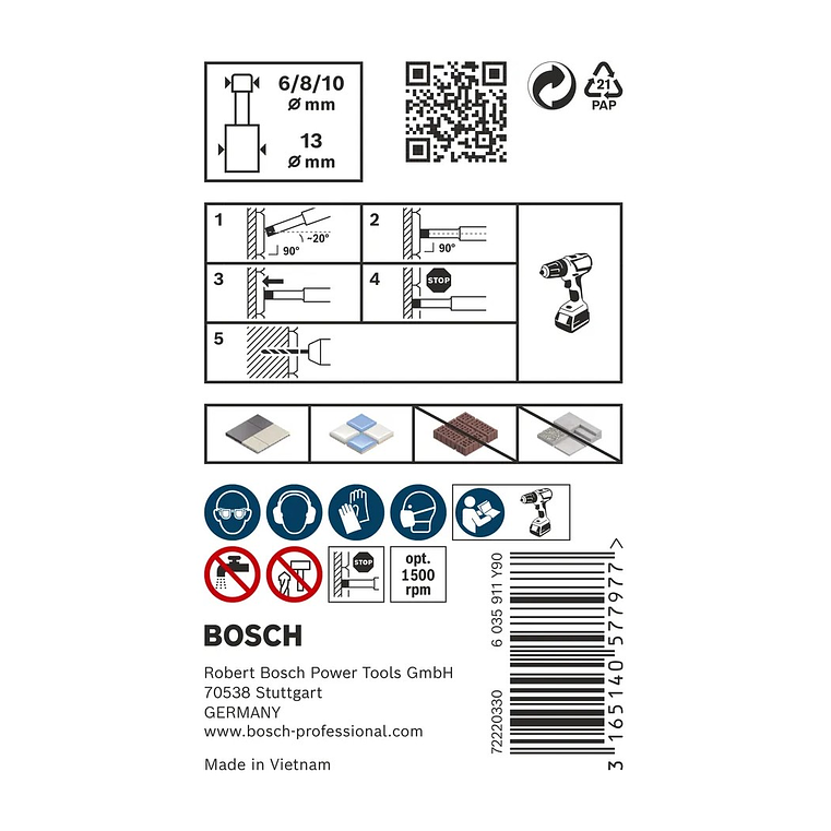 Conjunto de brocas para PRO Ceramic dry (3 unids) BOSCH  5