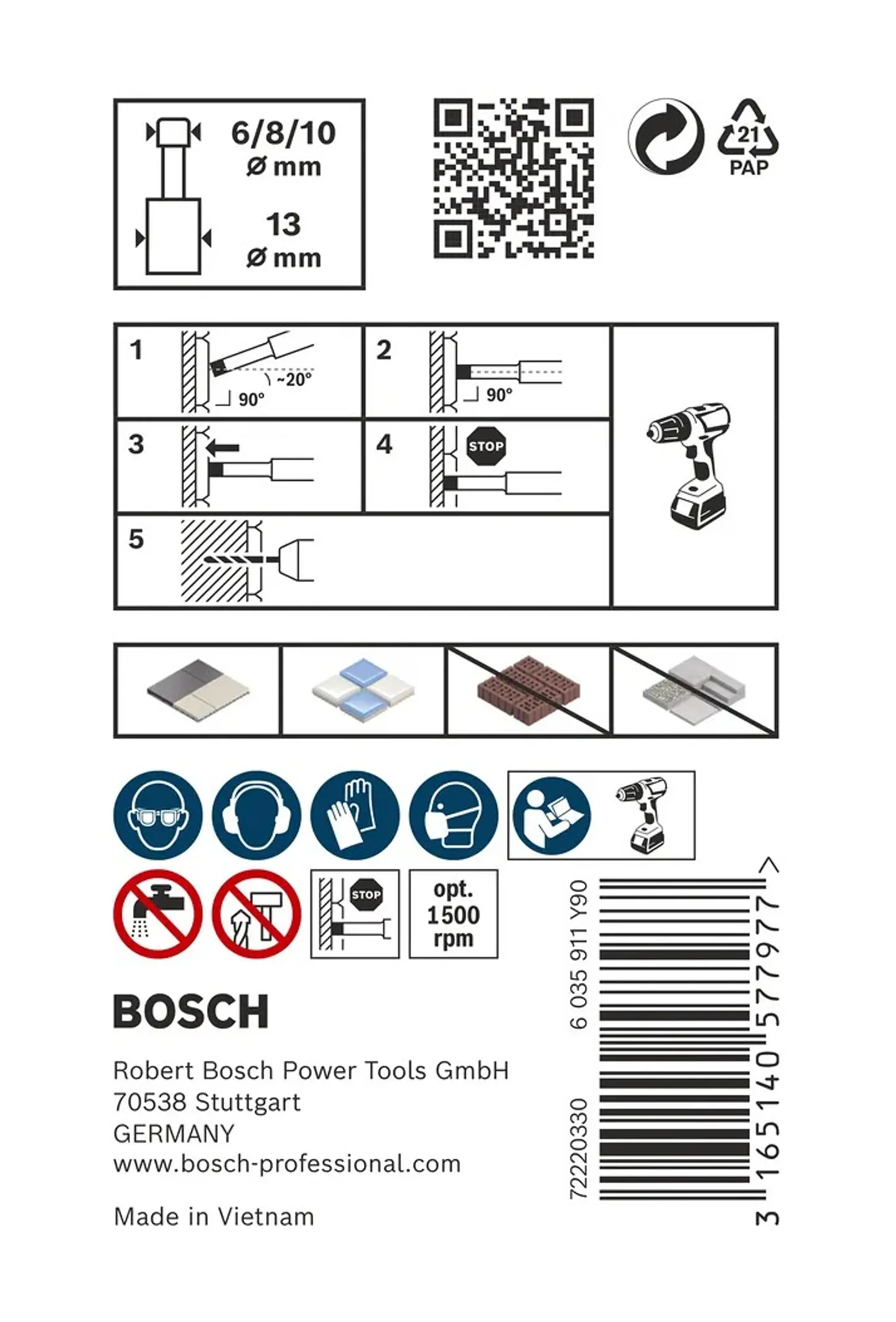 Conjunto de brocas para PRO Ceramic dry (3 unids) BOSCH  5