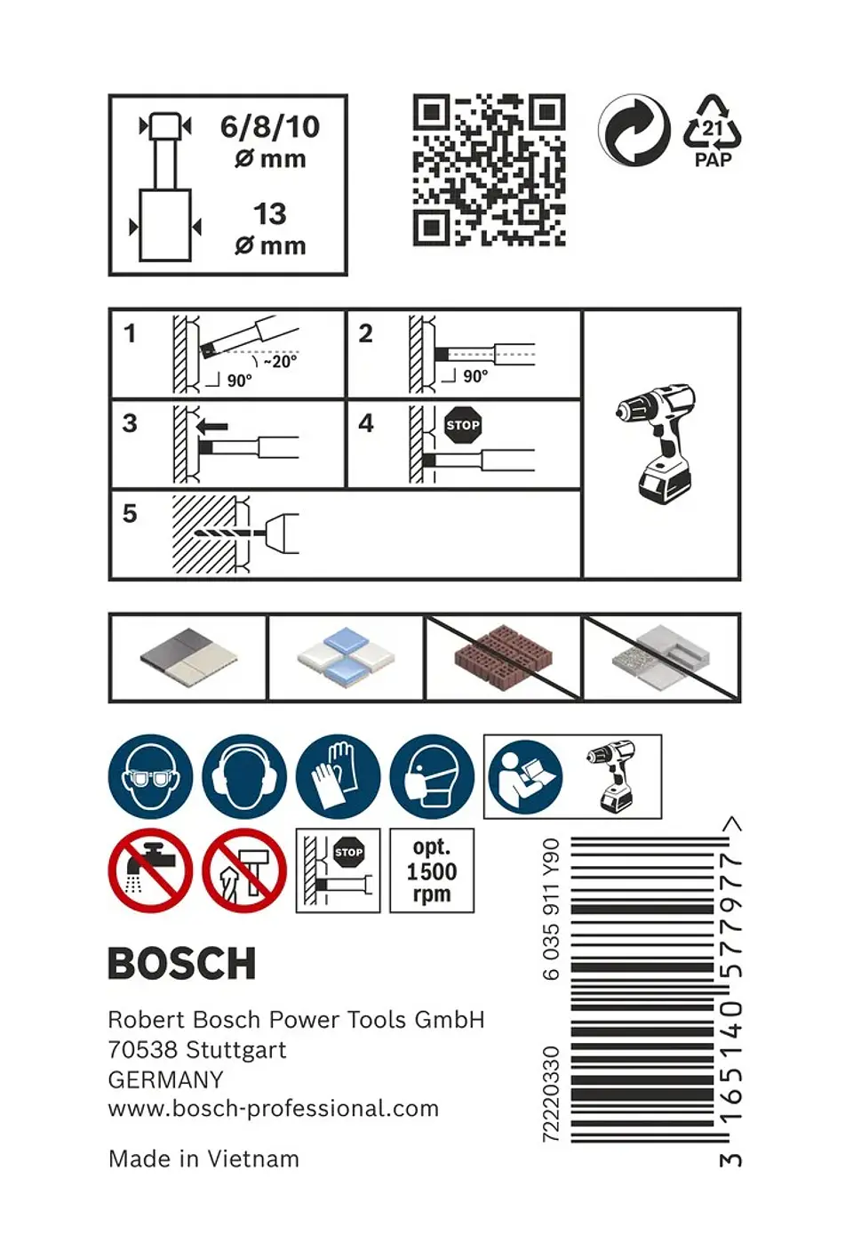 Conjunto de brocas para PRO Ceramic dry (3 unids) BOSCH  5
