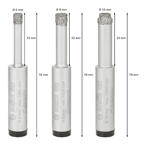 Conjunto de brocas para PRO Ceramic dry (3 unids) BOSCH  3
