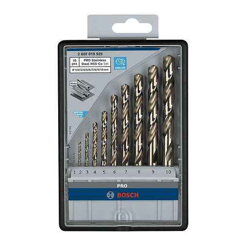 Conjunto de brocas para metal PRO Stainless Steel HSS-Co (10 unids) BOSCH 4