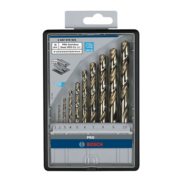 Conjunto de brocas para metal PRO Stainless Steel HSS-Co (10 unids) BOSCH 4