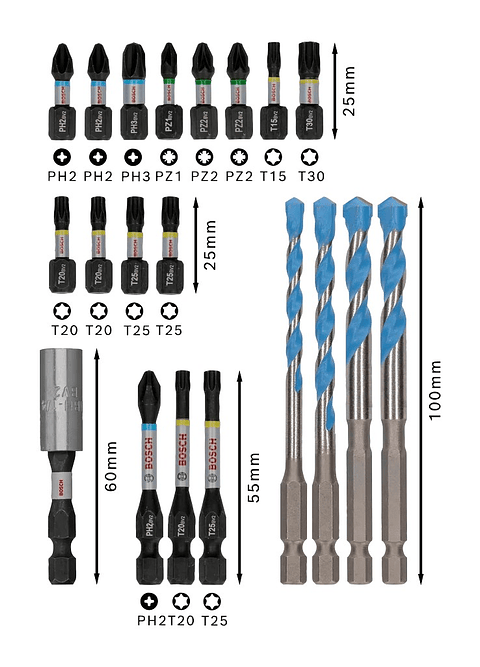 PRO Impact Mixed Set (20 unids) BOSCH 