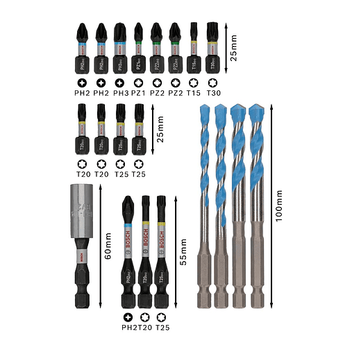 PRO Impact Mixed Set (20 unids) BOSCH  2