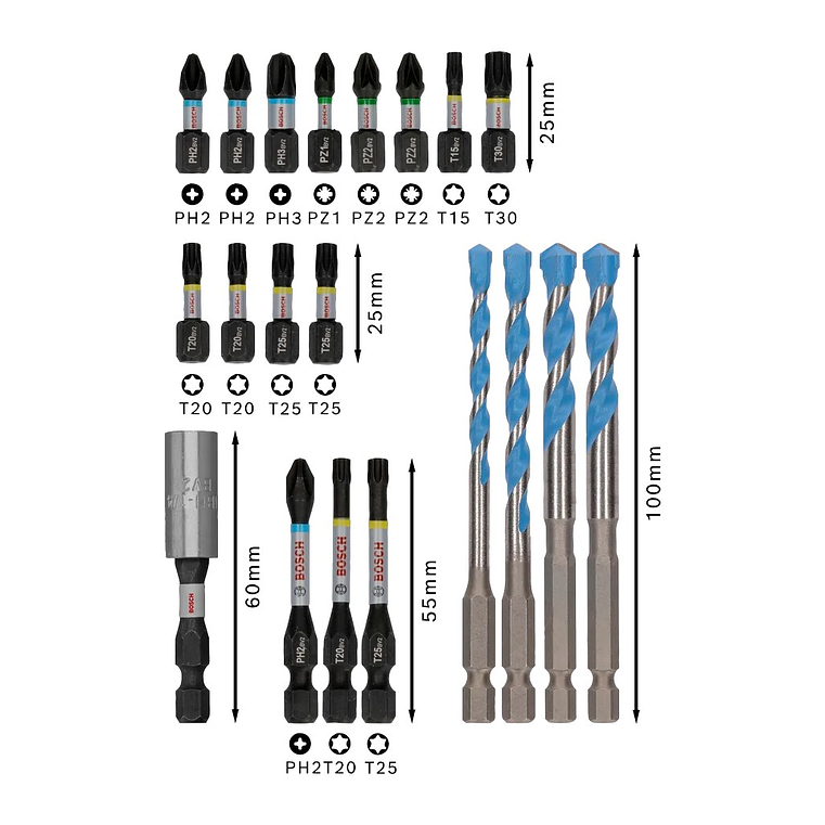 PRO Impact Mixed Set (20 unids) BOSCH  2
