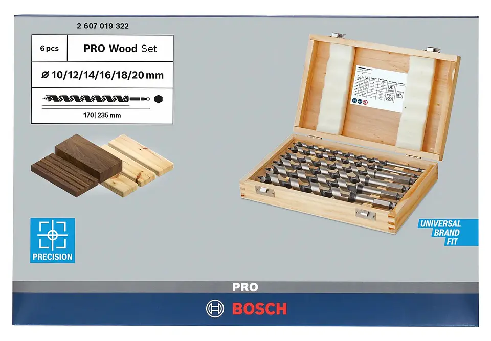 Conjunto de brocas PRO Wood Auger (6 unids) BOSCH  5