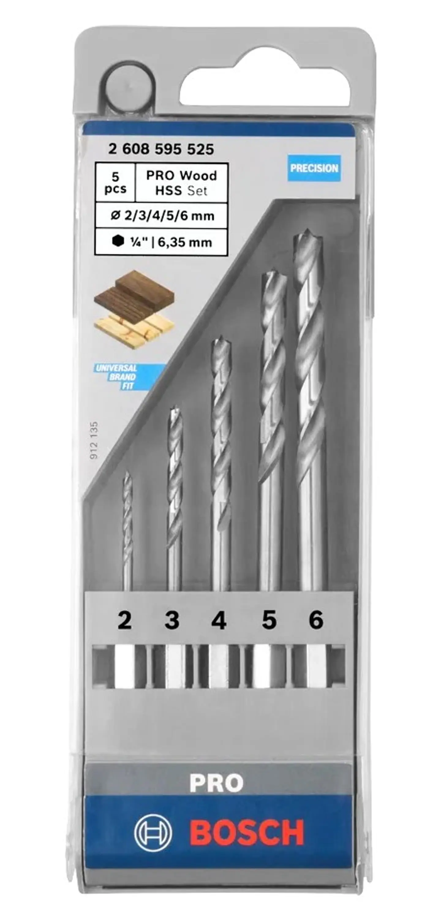 Conjunto de brocas para madeira PRO Wood HSS (5 unids) BOSCH 5