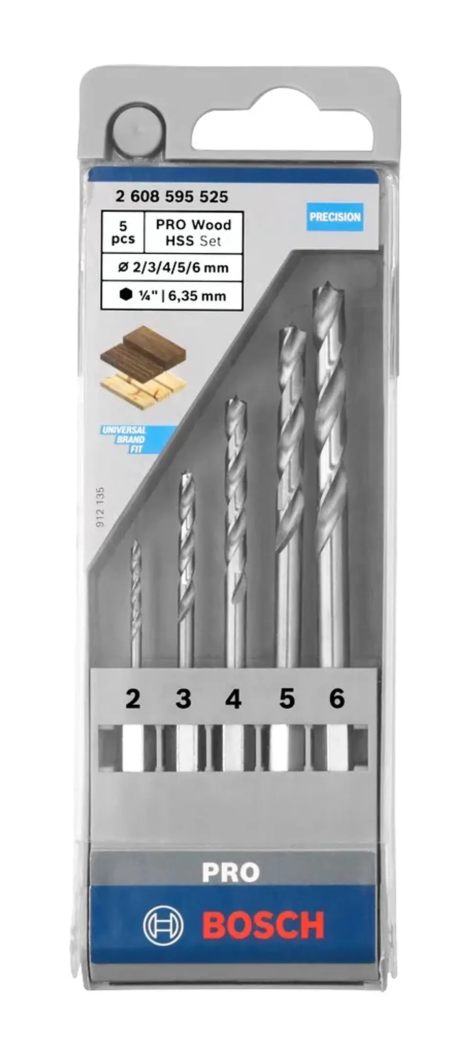 Conjunto de brocas para madeira PRO Wood HSS (5 unids) BOSCH 5