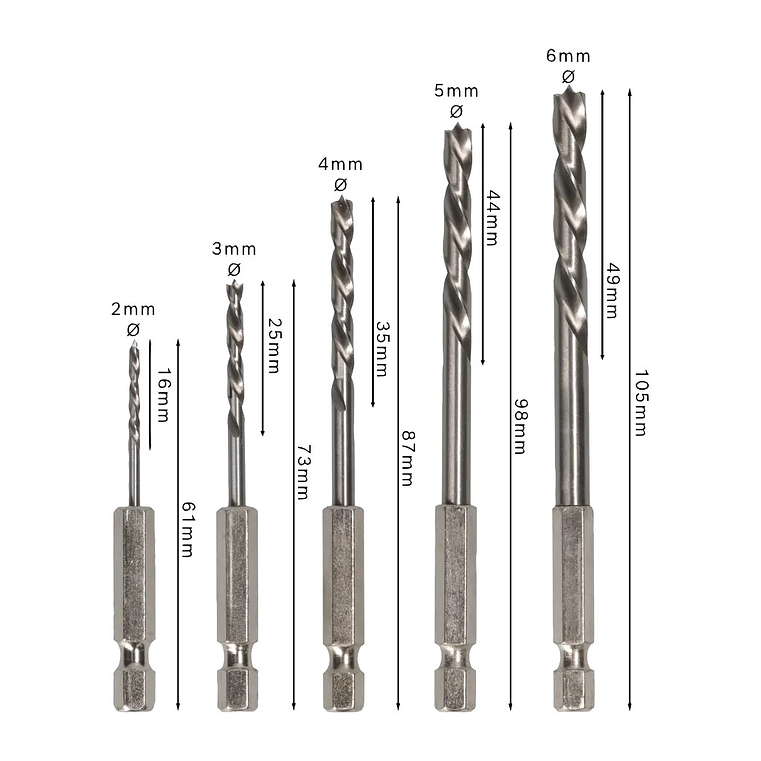 Conjunto de brocas para madeira PRO Wood HSS (5 unids) BOSCH 3