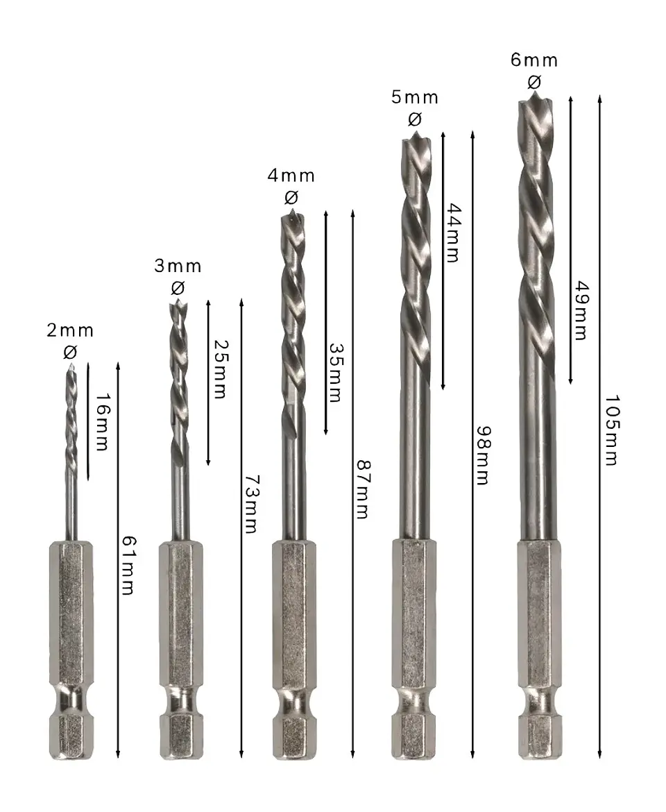 Conjunto de brocas para madeira PRO Wood HSS (5 unids) BOSCH 3
