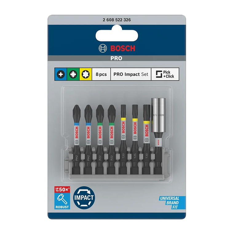 Conjunto de pontas de aparafusar PRO Impact ( 8 unids) BOSCH  3