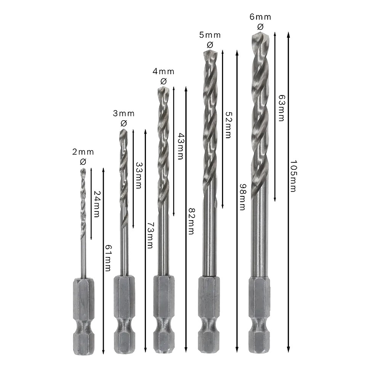 Conjunto de brocas para metal PRO Metal HSS-G Hex ( 5 unids) BOSCH  3