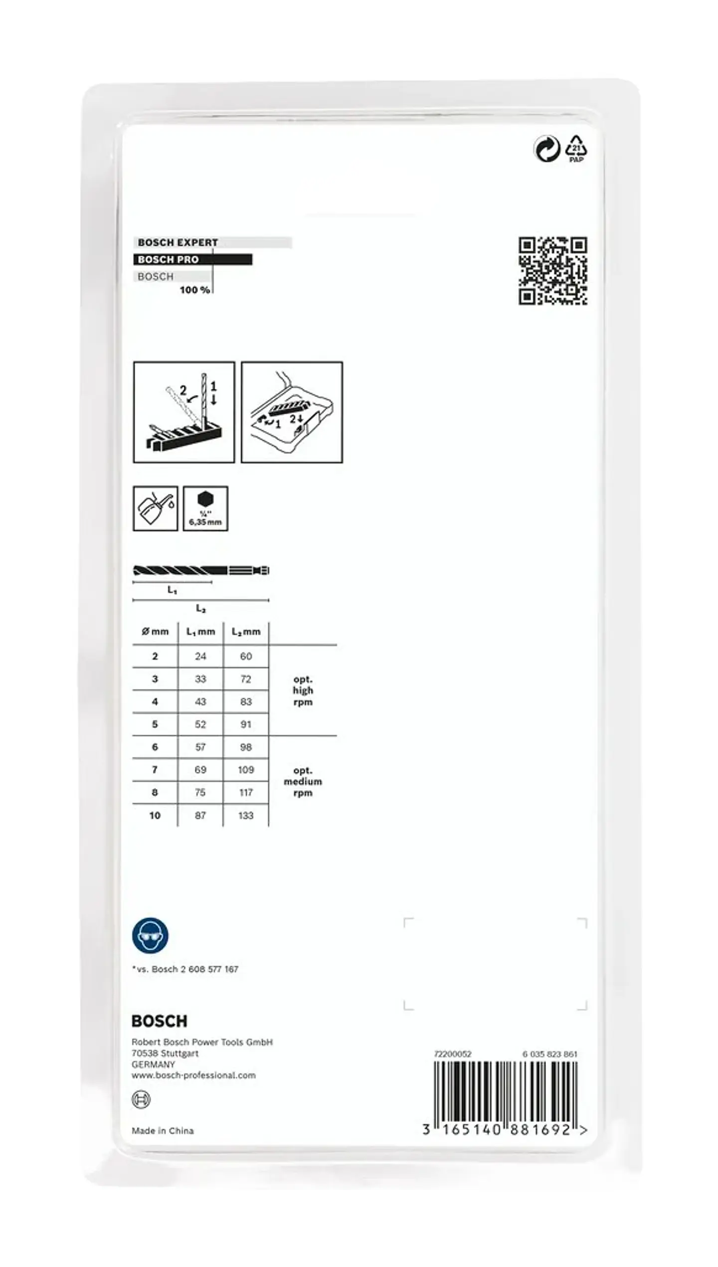 Conjunto de brocas para metal PRO Metal HSS-G Impact (8 unids) BOSCH  4