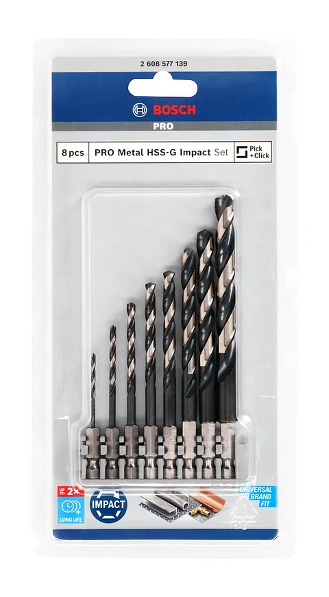 Conjunto de brocas para metal PRO Metal HSS-G Impact (8 unids) BOSCH 