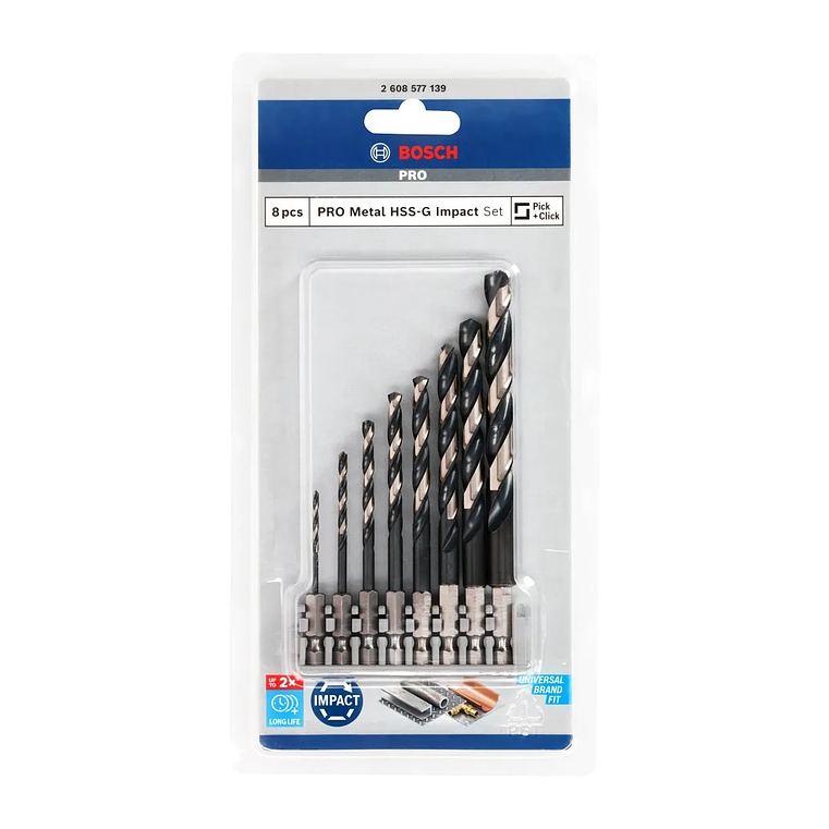 Conjunto de brocas para metal PRO Metal HSS-G Impact (8 unids) BOSCH  1