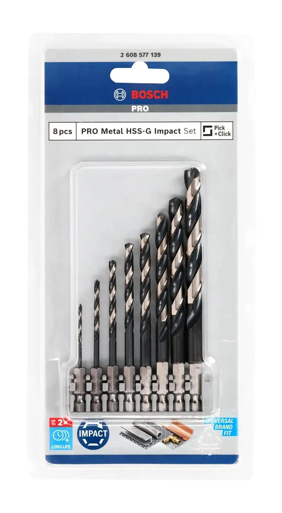 Conjunto de brocas para metal PRO Metal HSS-G Impact (8 unids) BOSCH  1