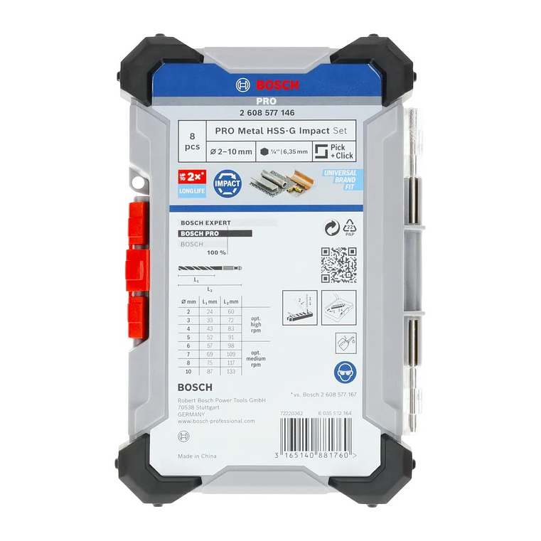 Conjunto de brocas para metal PRO Metal HSS-G Impact (8 unids) BOSCH 3