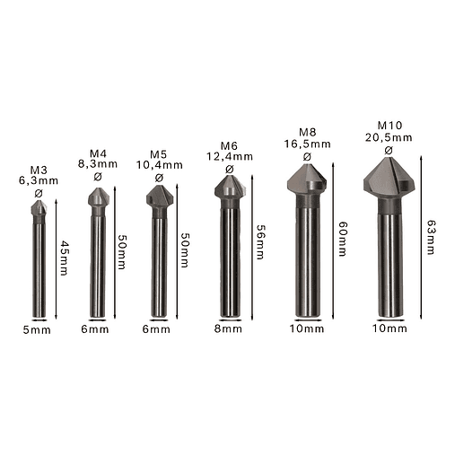 Conjunto de brocas para escareador PRO Soft Metal HSS (6 unids) BOSCH  3