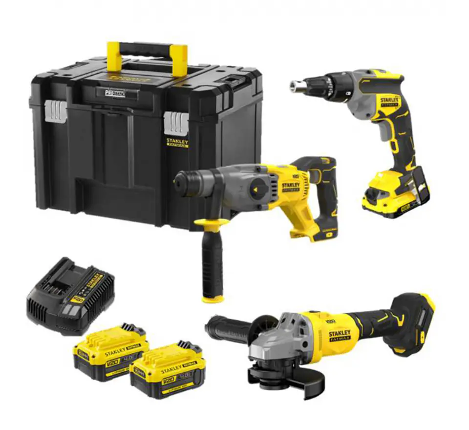 Conjunto Aparafusadora gesso cartonado + Rebarbadora + Martelo perfurador sem fio SFMCK367M2T-QW STANLEY 1