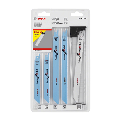 Conj, de lâminas de serra sabre, madeira e metal, 6 peças BOSCH  1