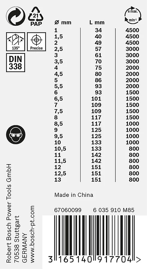 Conjunto de brocas para metal HSS PointTeQ com encabadouro hexagonal, 5 unidades BOSCH 