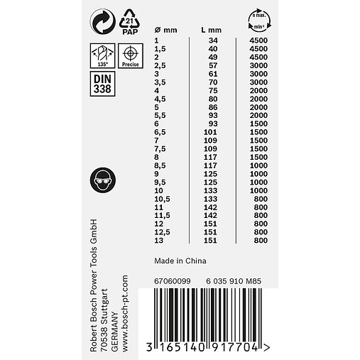 Conjunto de brocas para metal HSS PointTeQ com encabadouro hexagonal, 5 unidades BOSCH  2