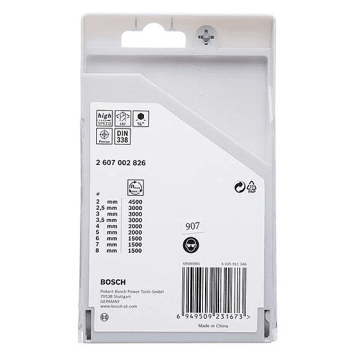 Conjunto de brocas para metal HSS PointTeQ com encabadouro hexagonal, 9 unidades BOSCH 3