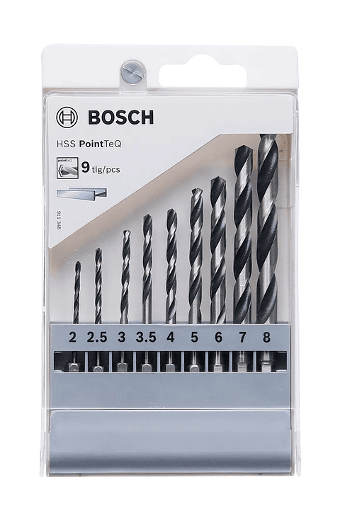 Conjunto de brocas para metal HSS PointTeQ com encabadouro hexagonal, 9 unidades BOSCH