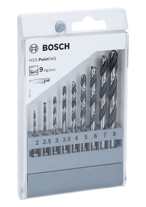 Conjunto de brocas para metal HSS PointTeQ com encabadouro hexagonal, 9 unidades BOSCH