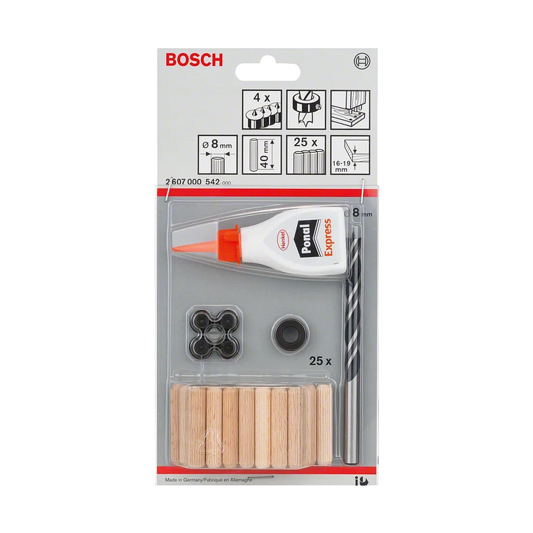 Conjunto de bucha de madeira, 32 peças BOSCH  2