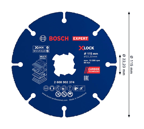 Disco abrasivo de Ø115mm carboneto EXPERT Multi Material BOSCH 