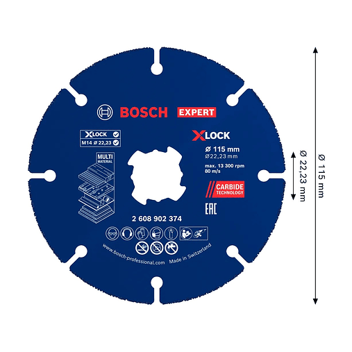 Disco abrasivo de Ø115mm carboneto EXPERT Multi Material BOSCH  2