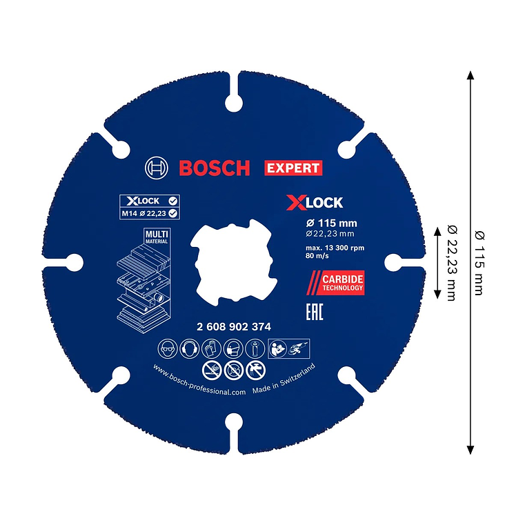 Disco abrasivo de Ø115mm carboneto EXPERT Multi Material BOSCH  2