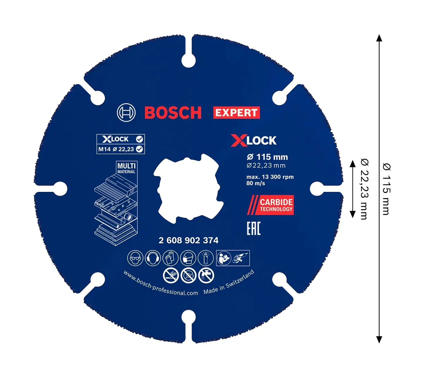Disco abrasivo de Ø115mm carboneto EXPERT Multi Material BOSCH  2