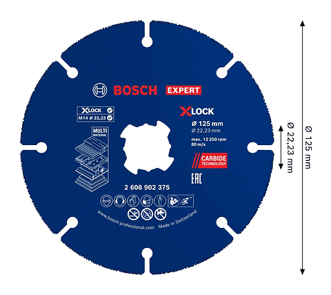 Disco abrasivo de Ø125mm carboneto EXPERT Multi Material BOSCH