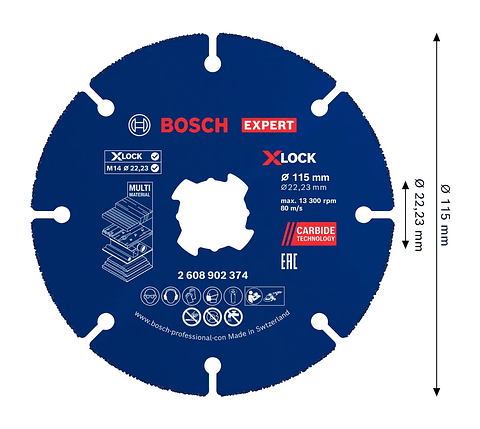 Disco abrasivo de Ø115mm carboneto EXPERT Multi Material (10 unids) BOSCH