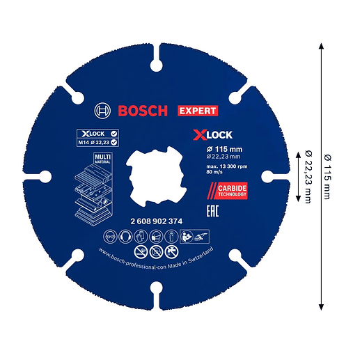 Disco abrasivo de Ø115mm carboneto EXPERT Multi Material (10 unids) BOSCH 2