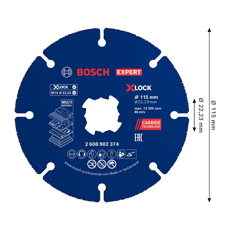 Disco abrasivo de Ø115mm carboneto EXPERT Multi Material (10 unids) BOSCH 2
