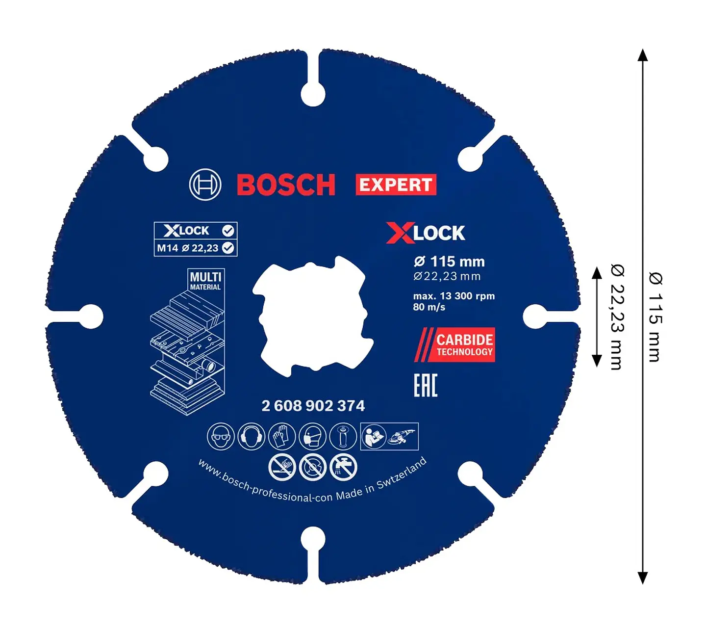 Disco abrasivo de Ø115mm carboneto EXPERT Multi Material (10 unids) BOSCH 2
