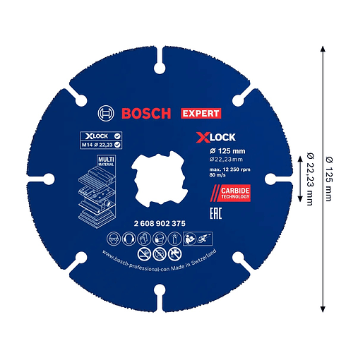 Disco abrasivo de Ø125mm carboneto EXPERT Multi Material (10 unids) BOSCH  3