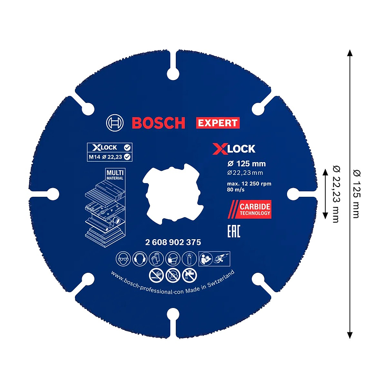 Disco abrasivo de Ø125mm carboneto EXPERT Multi Material (10 unids) BOSCH  3