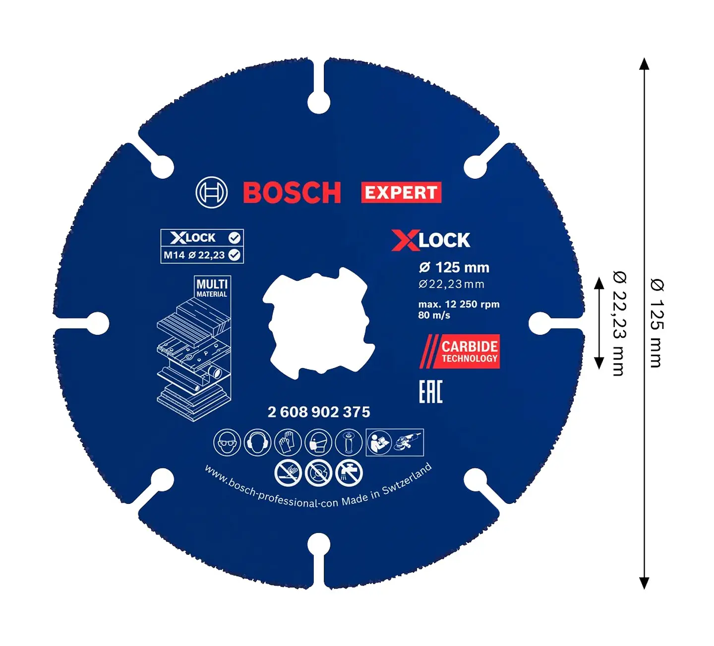 Disco abrasivo de Ø125mm carboneto EXPERT Multi Material (10 unids) BOSCH  3