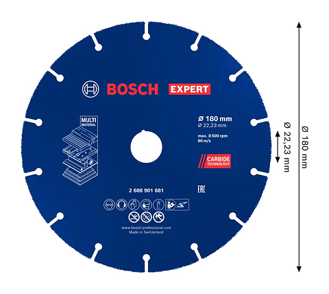 Disco abrasivo de carboneto Ø180mm EXPERT Multi Material BOSCH 