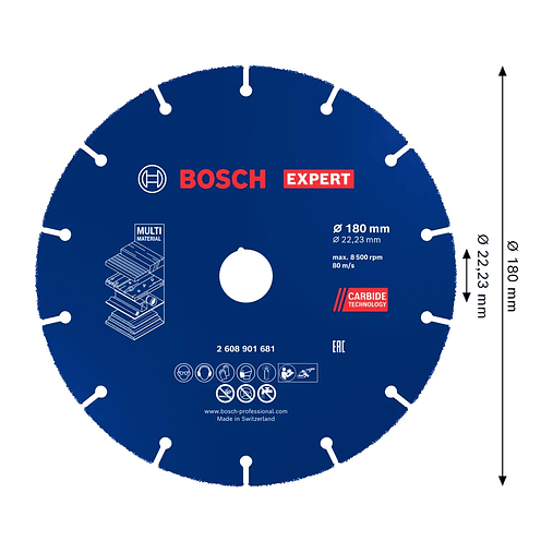 Disco abrasivo de carboneto Ø180mm EXPERT Multi Material BOSCH  2