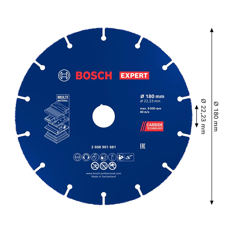 Disco abrasivo de carboneto Ø180mm EXPERT Multi Material BOSCH  2