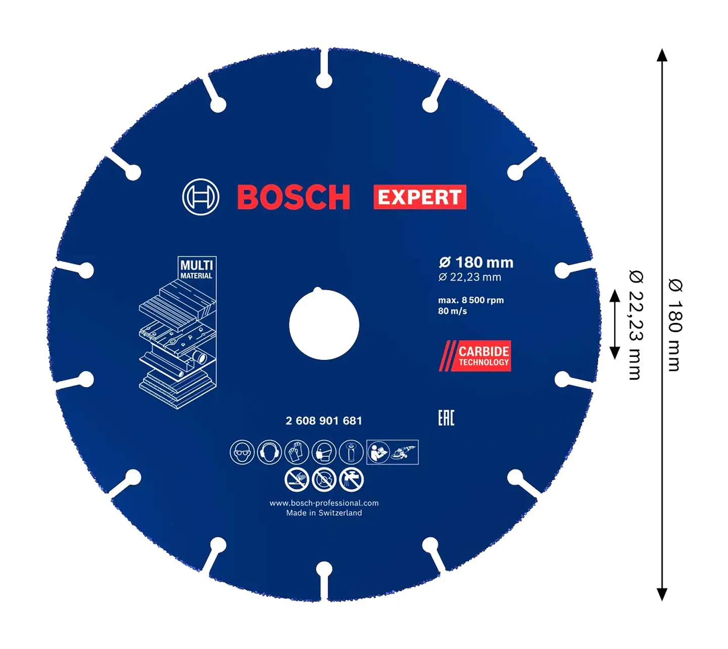 Disco abrasivo de carboneto Ø180mm EXPERT Multi Material BOSCH  2