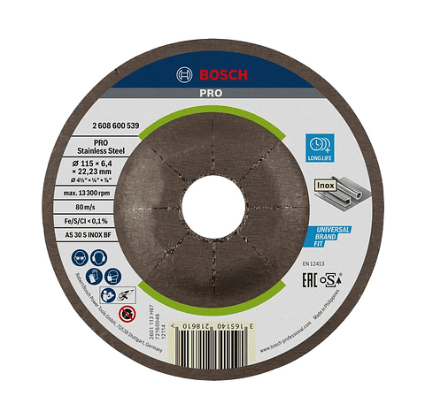 Disco de Ø115mm rebarbar colado PRO Stainless Steel BOSCH 